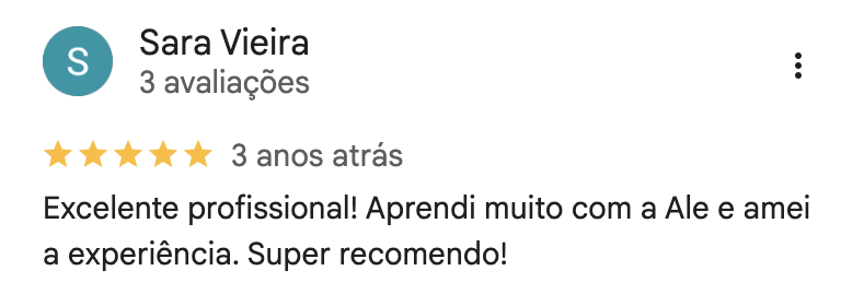 Avaliação de cliente da Alê no Google