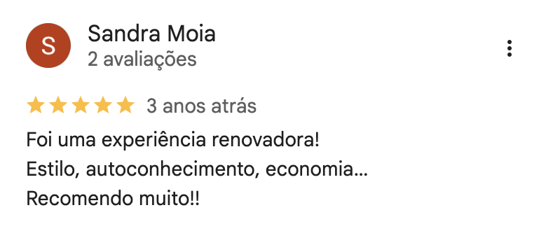 Avaliação de cliente da Alê no Google