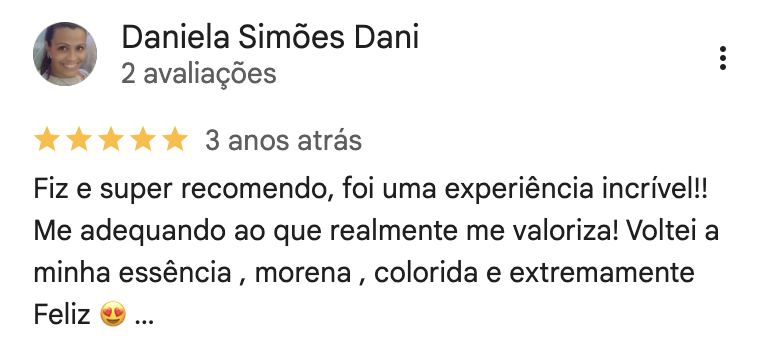 Avaliação de cliente da Alê no Google