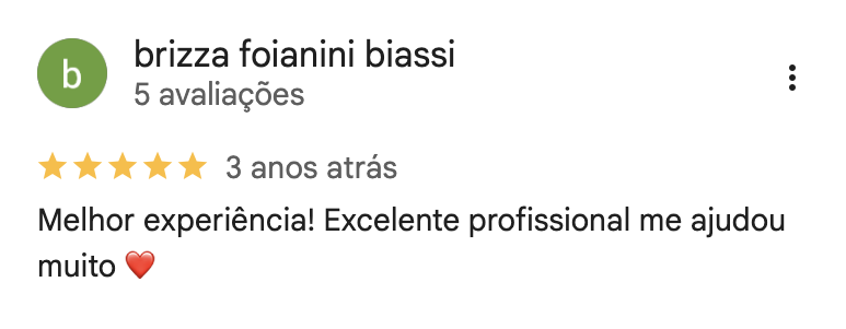 Avaliação de cliente da Alê no Google