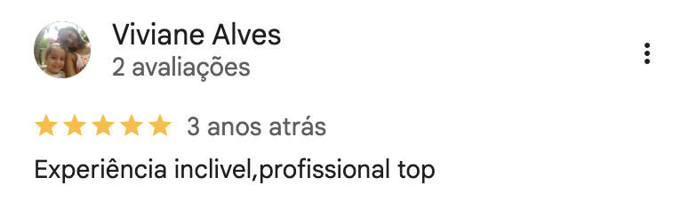 Avaliação de cliente da Alê no Google