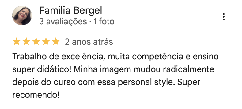 Avaliação de cliente da Alê no Google