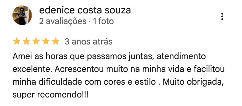 Avaliação de cliente da Alê no Google