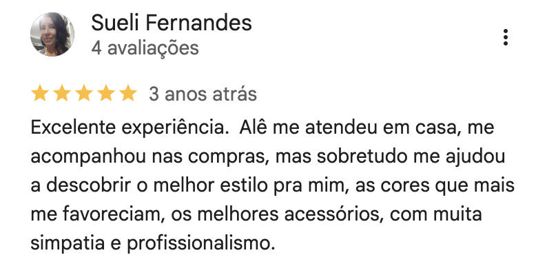 Avaliação de cliente da Alê no Google